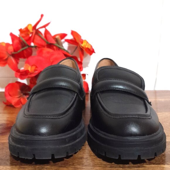 SOLD🔴🔴🔴🔴🔴🔴Madewell Women's Black Leather Lugged Slip On Loafer 8.5 - Picture 5 of 11